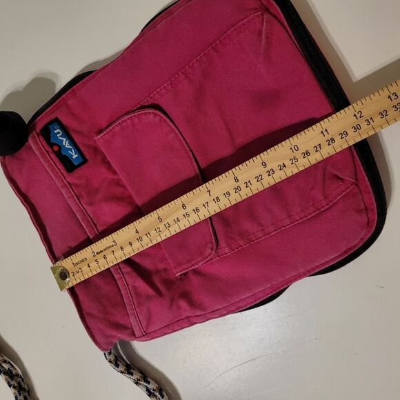 KAVU EXPANDABLE CROSSBODY TRAVEL BAG MAGNETIC ZIP VELCRO POCKETS PINK BLUE - Picture 3 of 9
